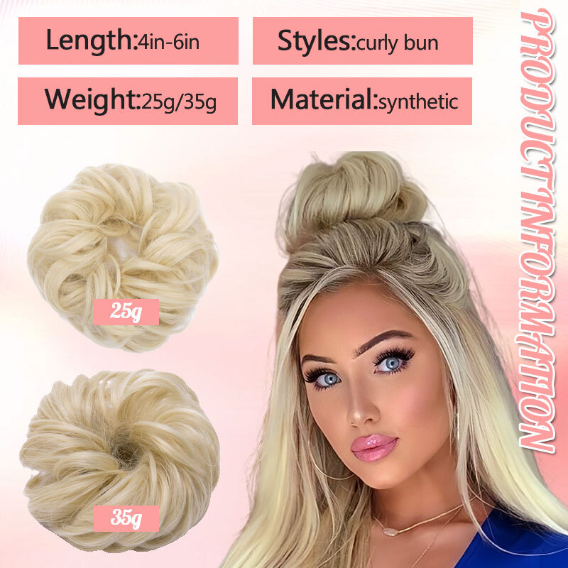 Thin Curly Bun Hair Piece Scrunchie Updo 100% Natural Synthetic Hair Extension
