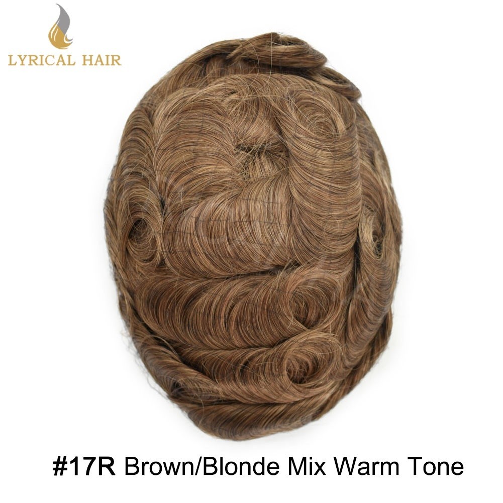 Lyrical Hair French Lace Mens Toupee Poly Coated Human Hair Replacement System