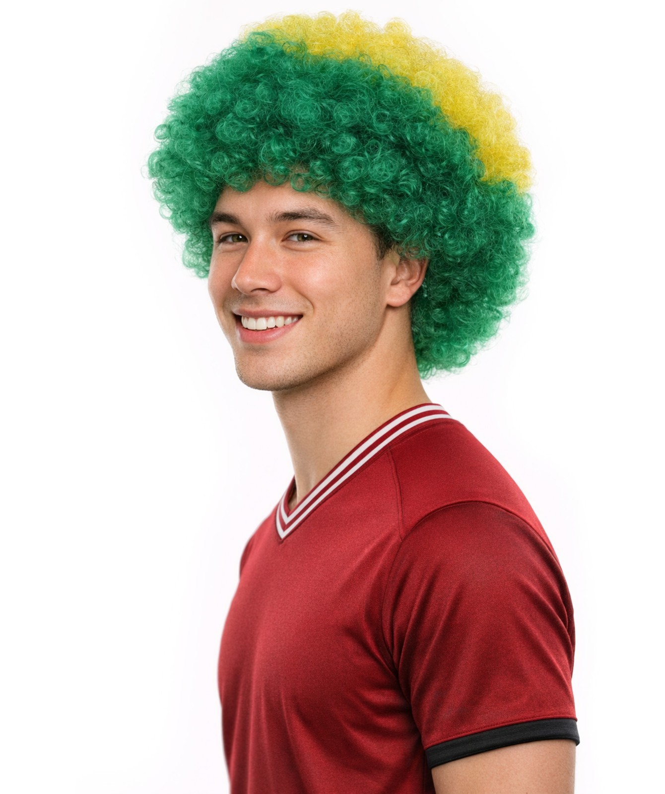 Brazil Flag Sport Afro Fun Wig, Jumbo Super Size Green Yellow Blue Wigs, HM-711A