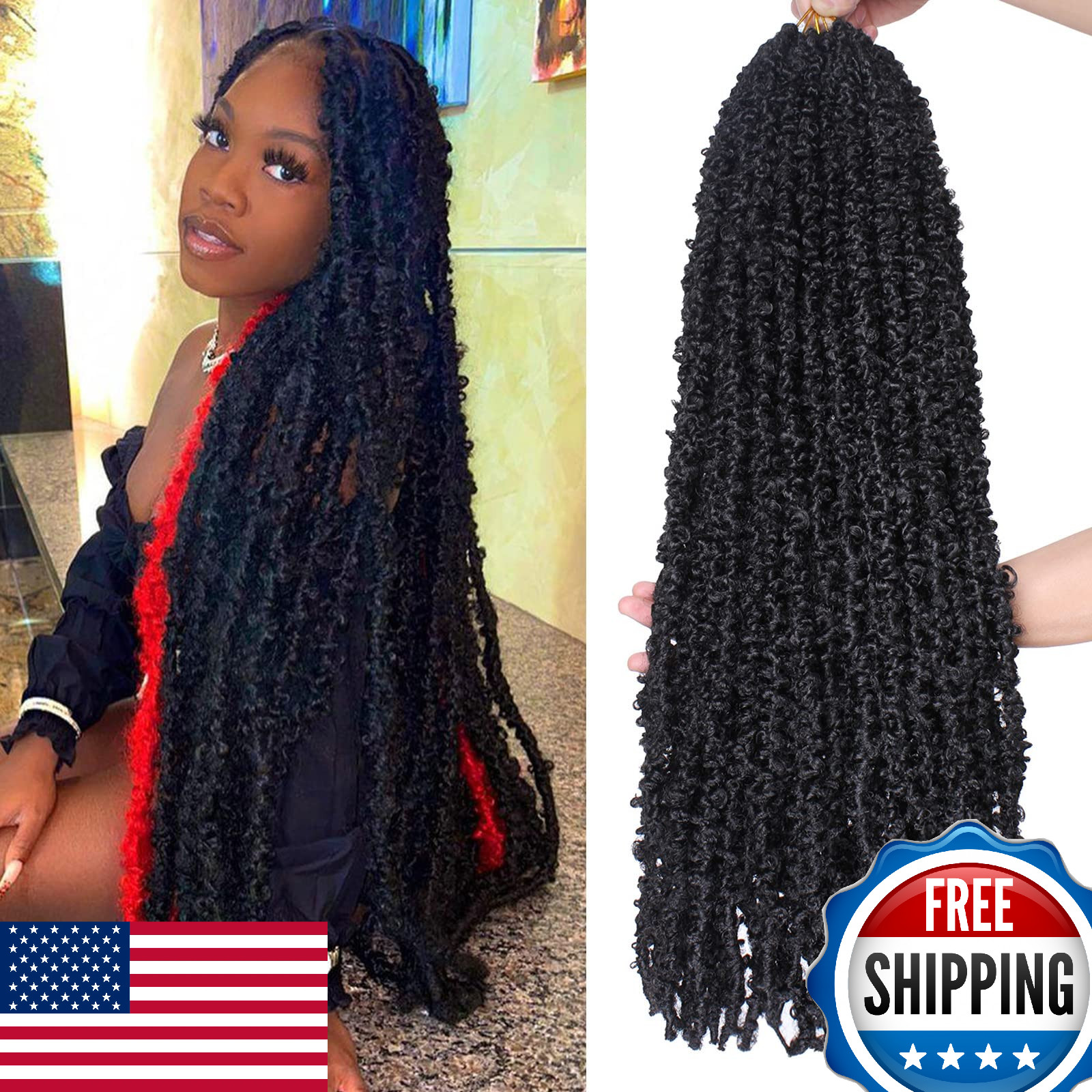 Leeven 30″ Butterfly Locs Crochet Hair 6 Packs Distressed Pre-Looped