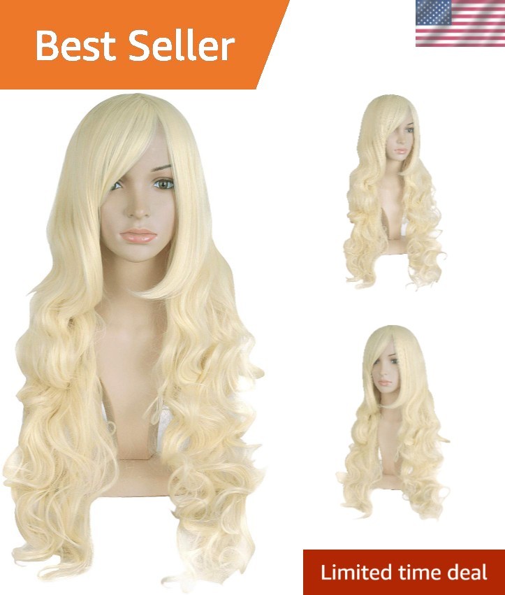 Dramatic 32″ Light Blonde Cosplay Wig with Spiral Curls for Anime Characters