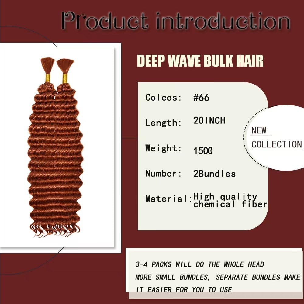 Deep Wave Bulk hair for Braid No Weft Deep Wave Bulk hair for Braiding Micro Fau