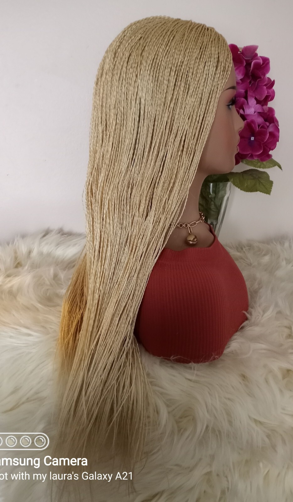 Handmade Small Size Senegalese Twist Braided Wig 28 Inch Blonde Braid Wig