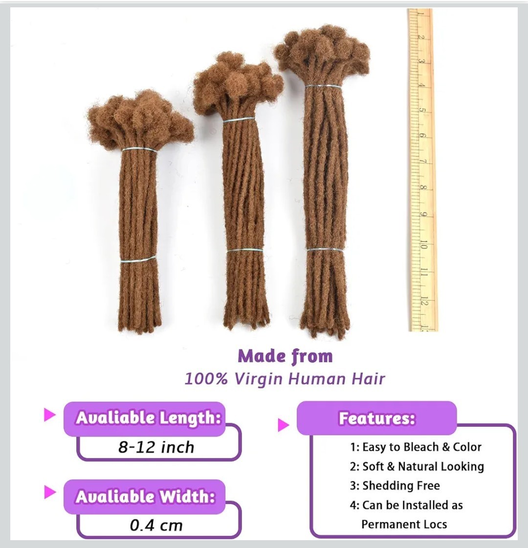 100% Human Hair Dreadlock extensions 12in Color 30.4 Packs of 30. 120 Dreadlocks