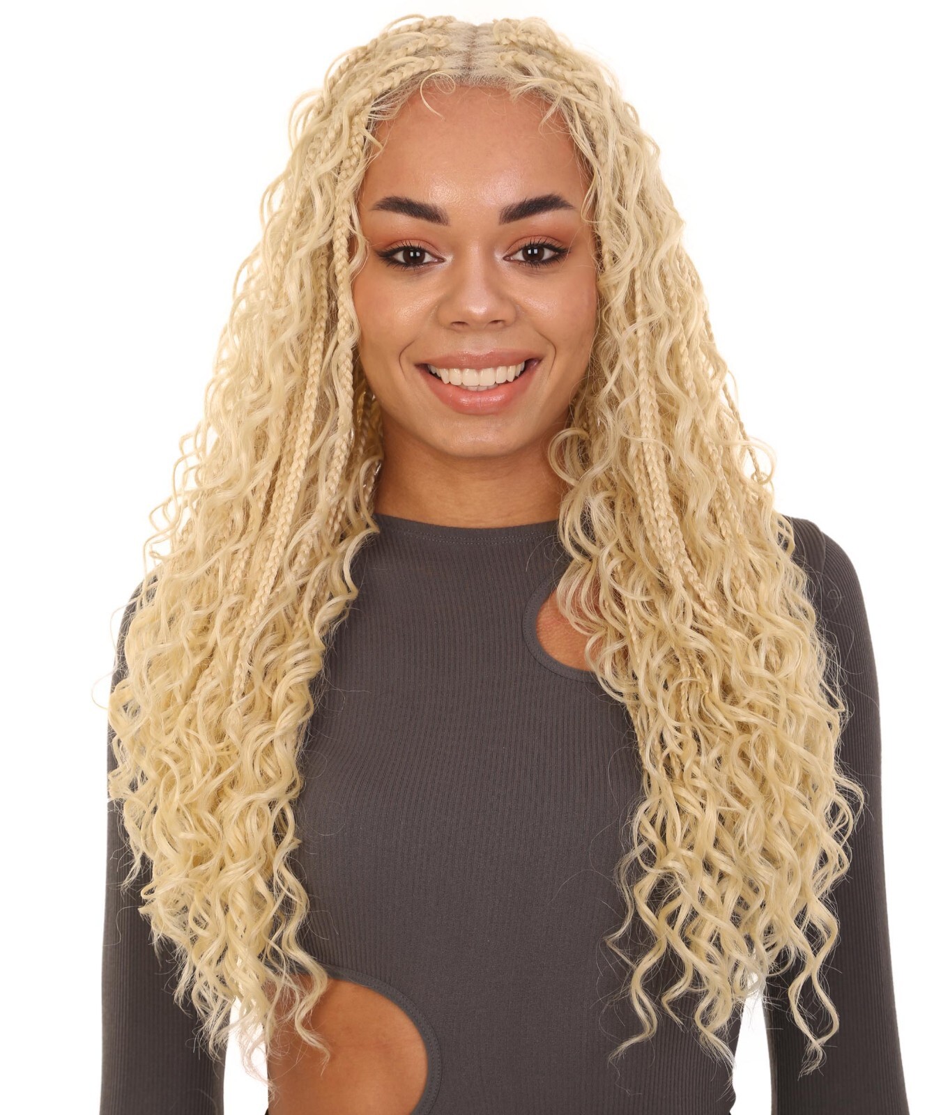 LUXLUXE Grace 25-inches Full Hand-tied Boho Box Braids Wig with Baby Hair