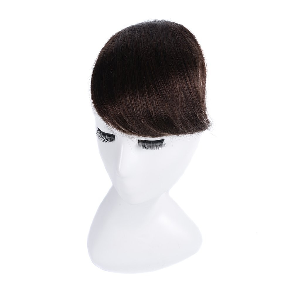 8″ Invisible Side-Swept Hair Bangs Clip In Topper 100% Human Hair Extension