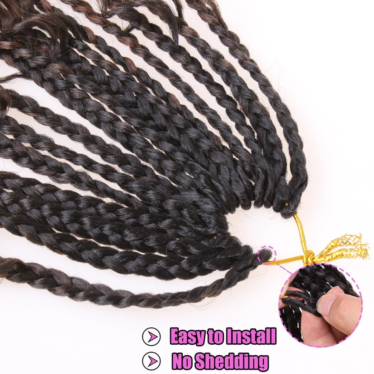 COOKOO 24 Inch Goddess Box Braids Crochet Hair 8 Pack Bohemian Hippie Box Braids