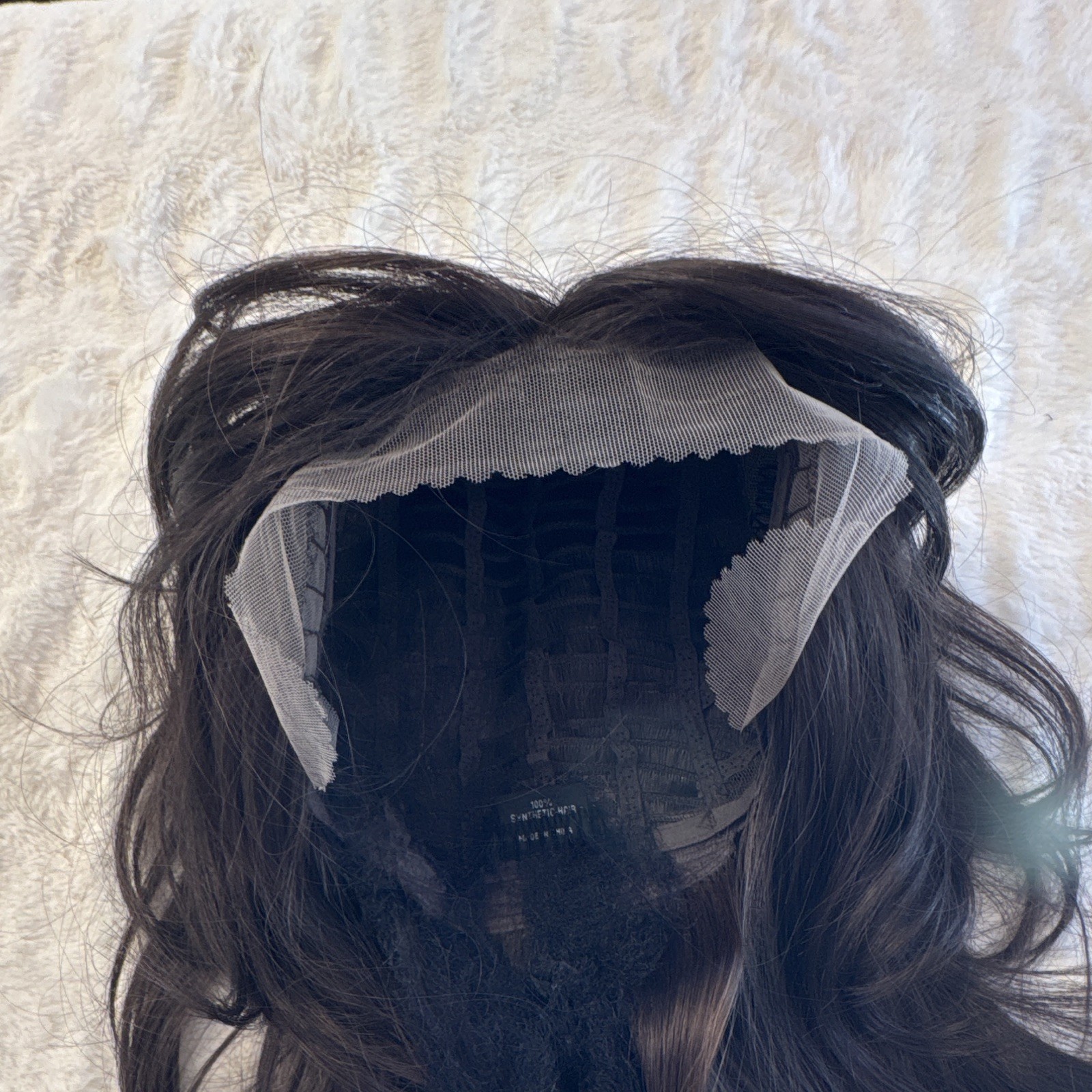 Synthetic Lace Front Wig Dark Brown Wavy Layered w/ Adjustable Strap Women