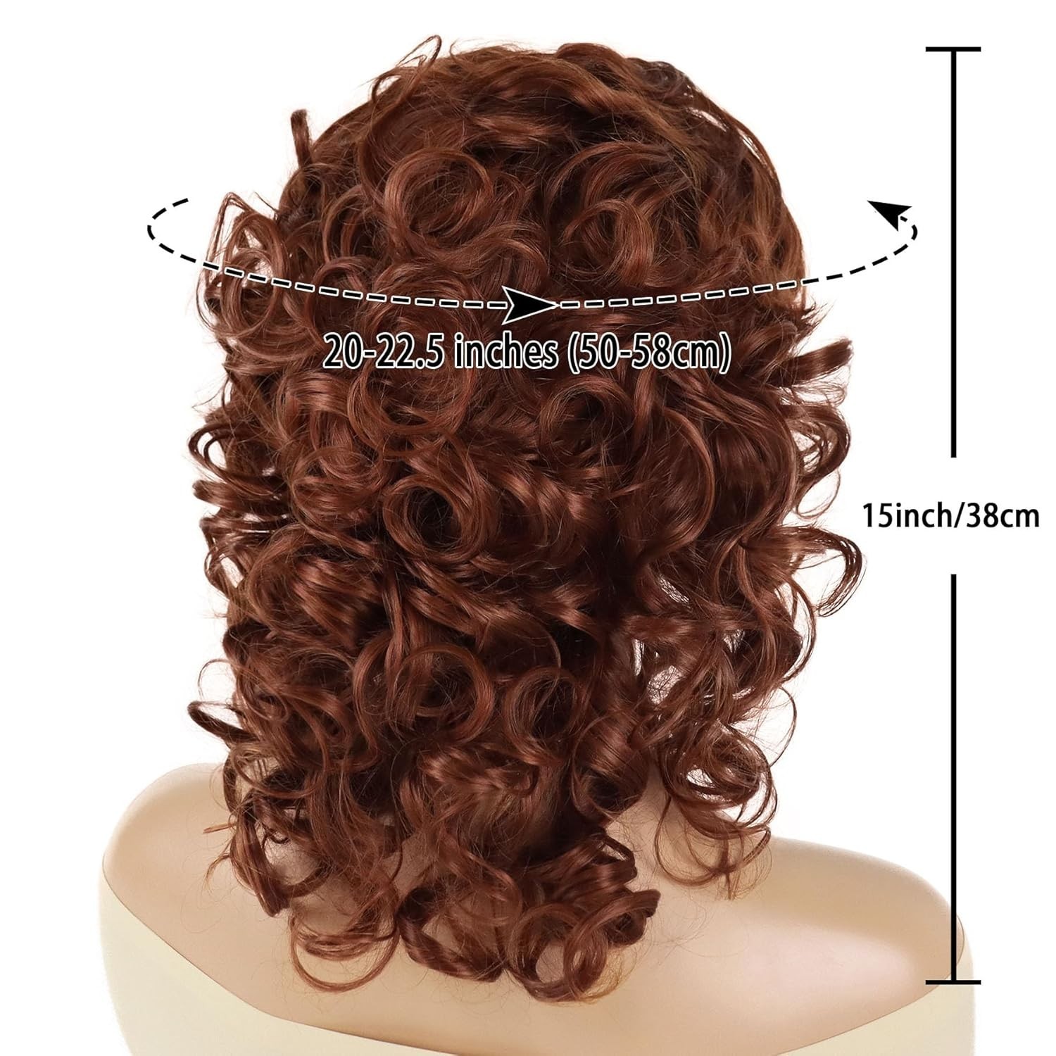 GNIMEGIL Shoulder Length Wigs for Women Auburn Curly Wig with Bangs