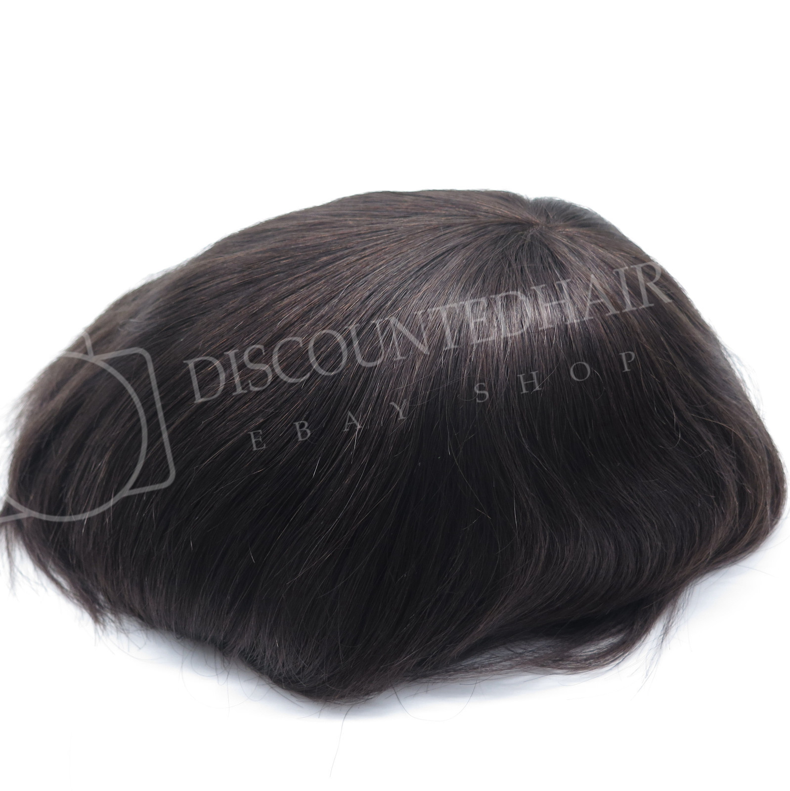 Mens Toupee Human Hair Replacement System Lace Front Mono Center Hairpiece #1B