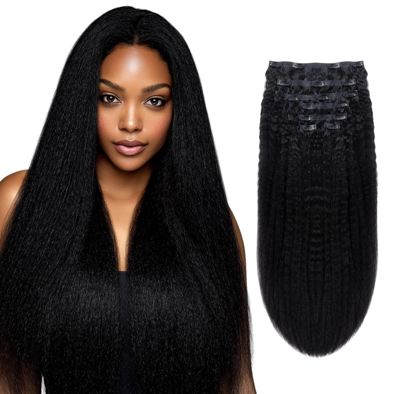 Idn Beauty Seamless Clip In Hair Extensions Human Hair Kinky Straight 14 Inch