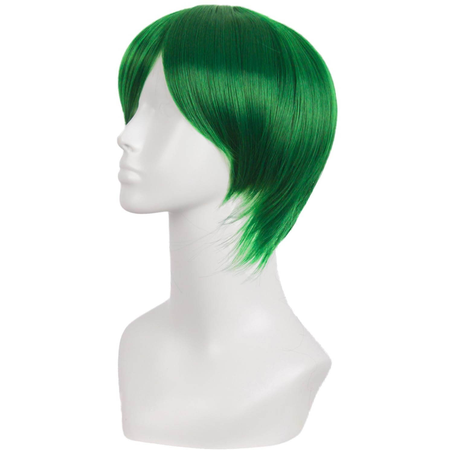 Stylish 10 Inch High Temperature Fiber Wig for Men – Grass Green Elegance