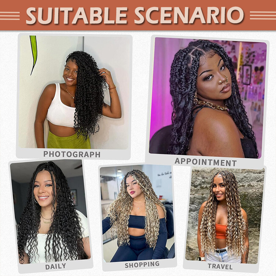 Goddess Bohemian Box Braids Boho Curly Crochet Hair Braiding Hair Extension US