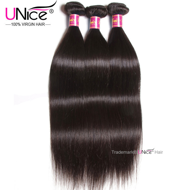 UNice Hair Indian Straight Bundles Human Hair Extensions Virgin Hair Weaves Weft