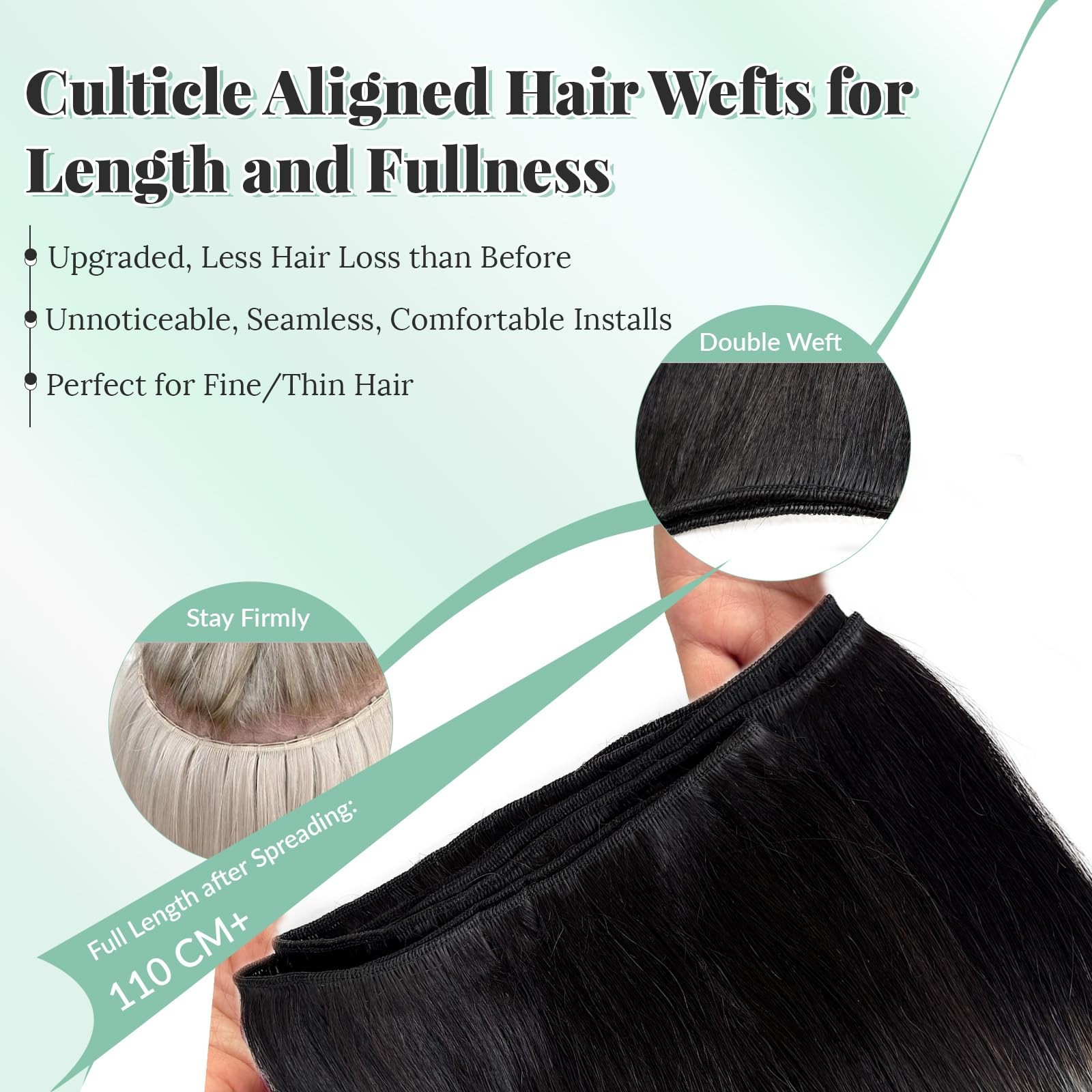 Weft Hair Extensions Balayage Black and Silver Sew in Hair Extensions Real Human