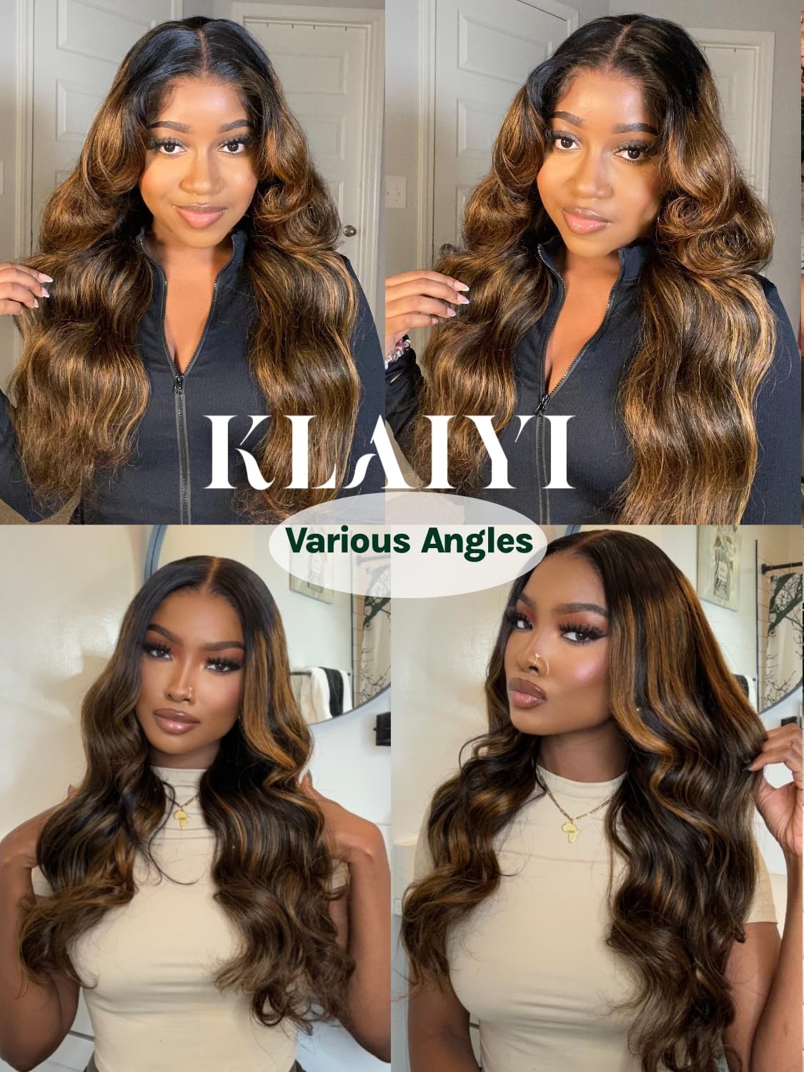 Glueless Ombre Brown Body Wave Lace Front Wig – 18″ Pre Plucked Human Hair, Read