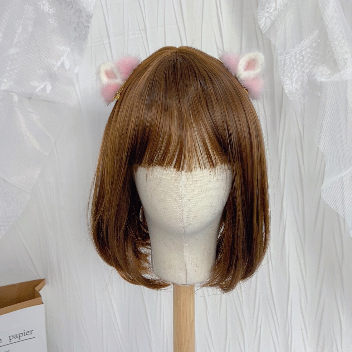 Child Wig for Kids with Bangs Girls Short Curly Wavy Wig Synthetic Hair Wigs