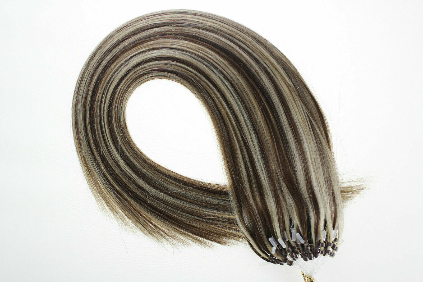 Micro Ring Loop Hair Extensions Real Human Hair Silicone Micro Beads Link Remy1g
