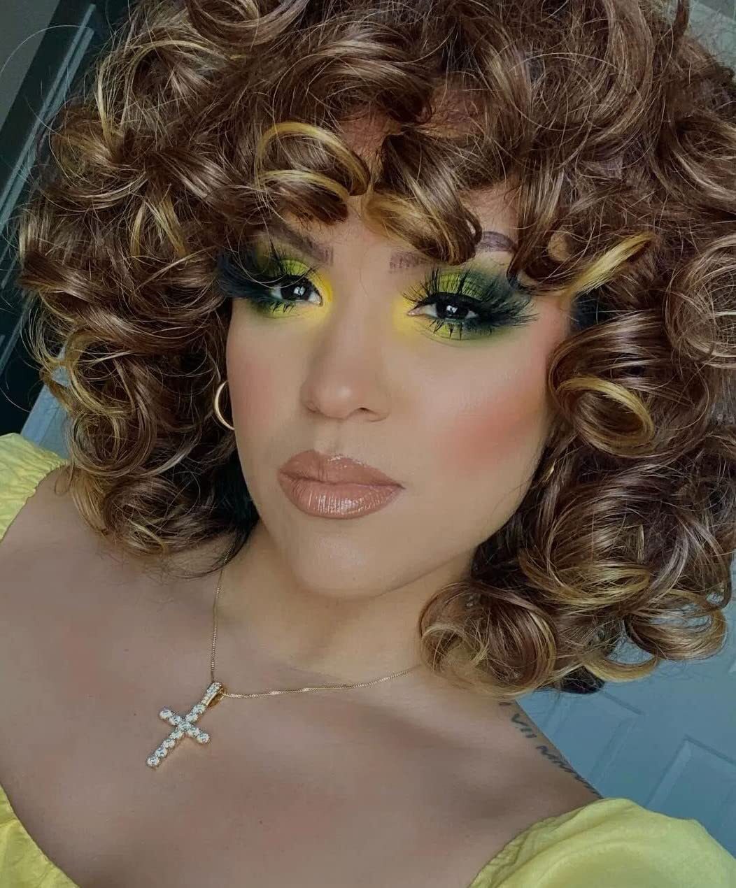 Curly Wigs for Black Women Short Big Curly Kinky Wigs for Women Afro Wavy Mixed