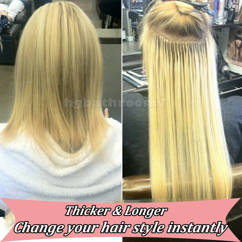 Thick 100G Easy Micro Loop Ring Remy Human Hair Extensions Beads I Tip Blonde 1G