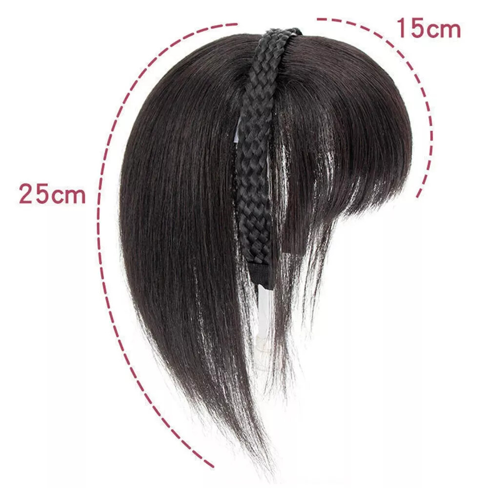 Natural Clip On Women Invisible Headband Synthetic Bangs Hair Extension Fringe