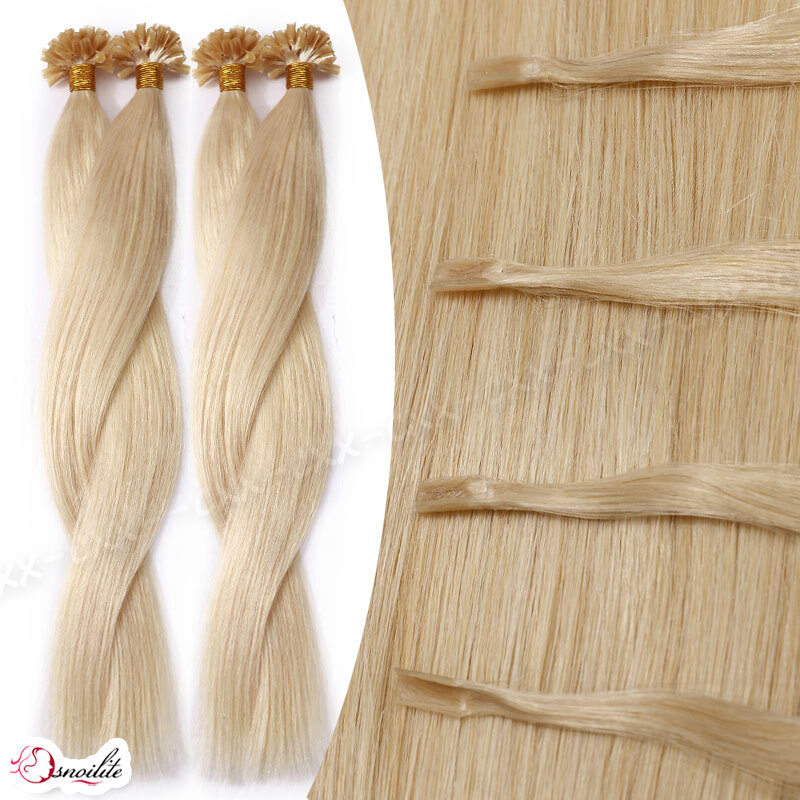 100G Pre Bonded Glue U Nail Tip Keratin Fusion Remy Human Hair Extensions 200PCS