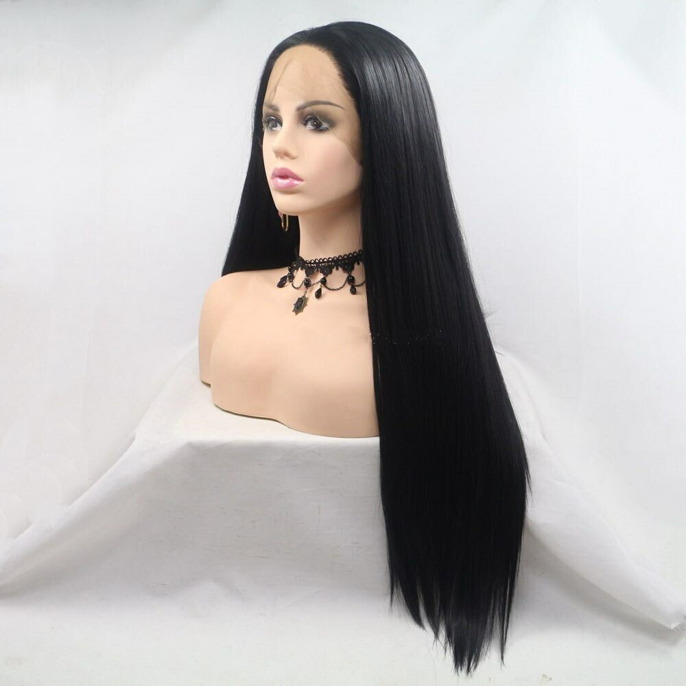 Lace Front Straight Black Hair Synthetic High Temperature Resistance Fiber Wigs
