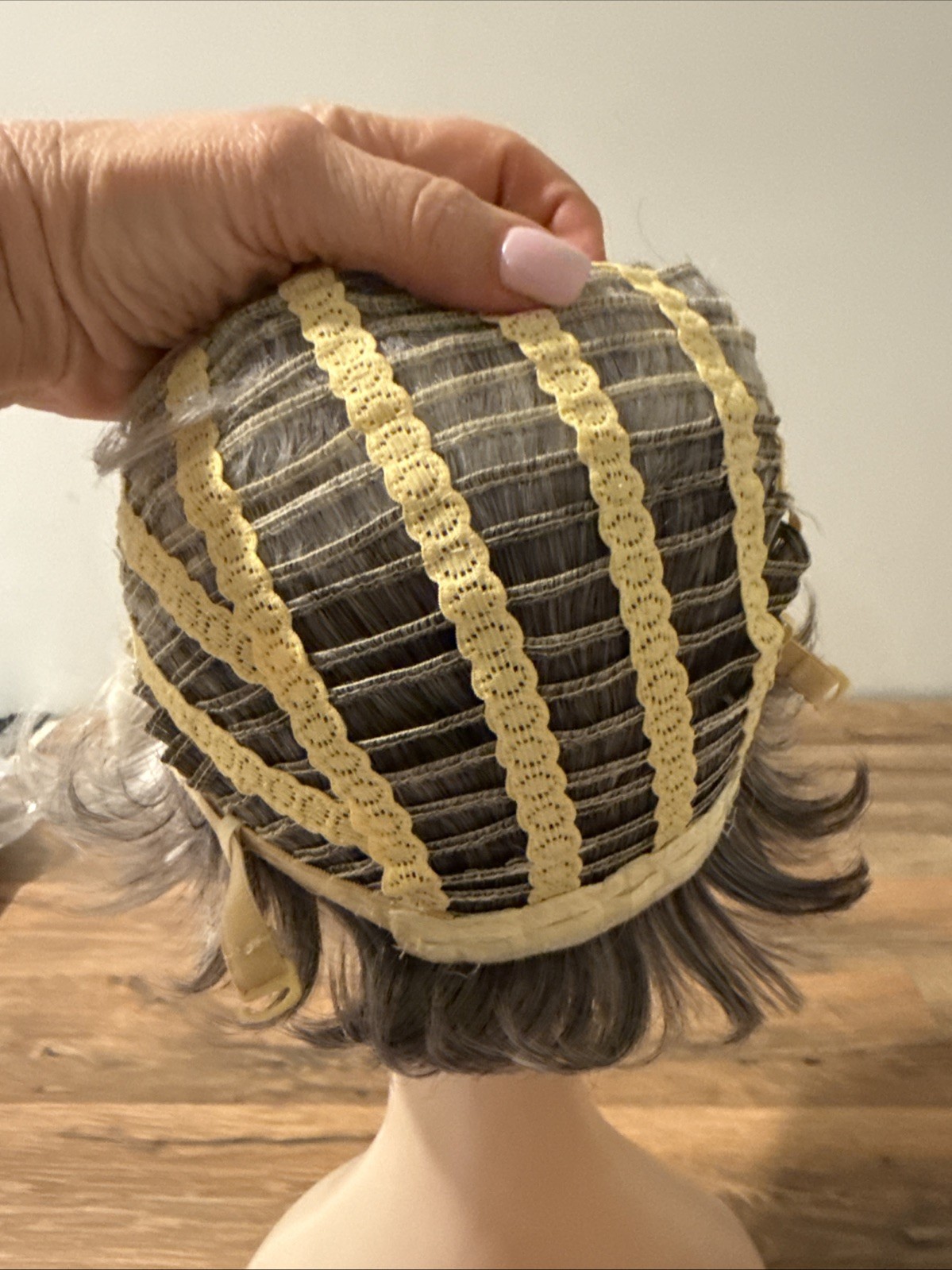 Synthetic Wig Multiple Shades Of Gray Nice Volume Shorter Length Lace Inner Net