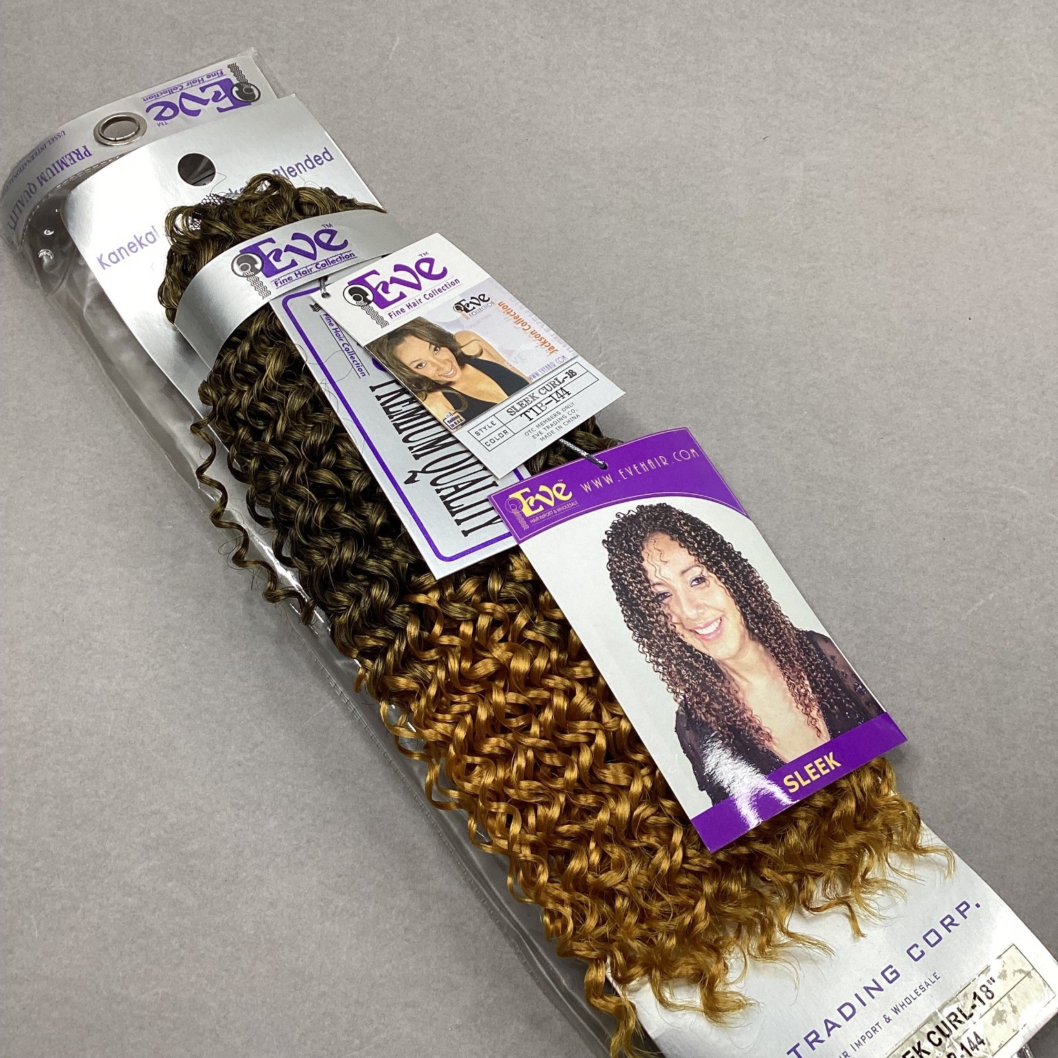 Eve SLEEK CURL-18 Hair Extensions Kanekalon Toyokalon T1B-144 Blended
