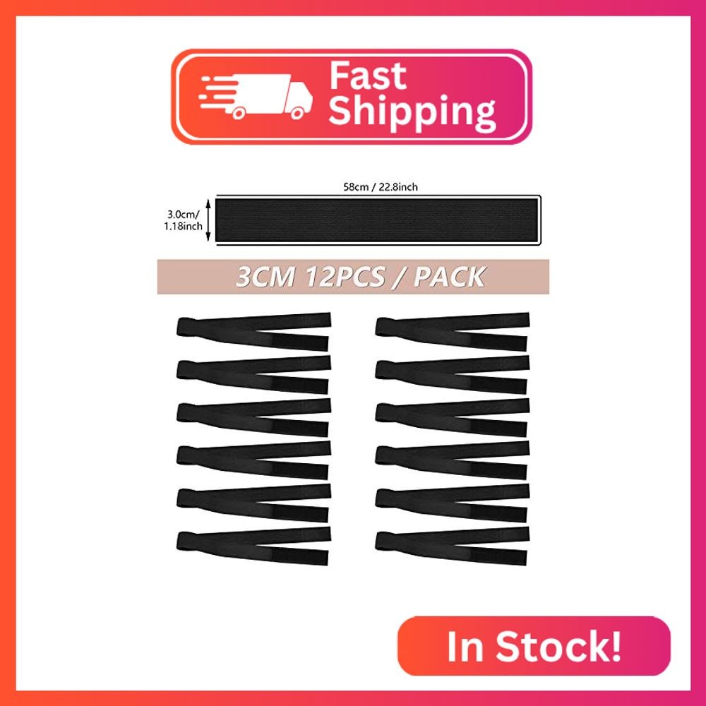 WILLBOND 12 Pcs Elastic Bands for Wigs Adjustable Lace Melting Edge Wrap 1.2 x 2