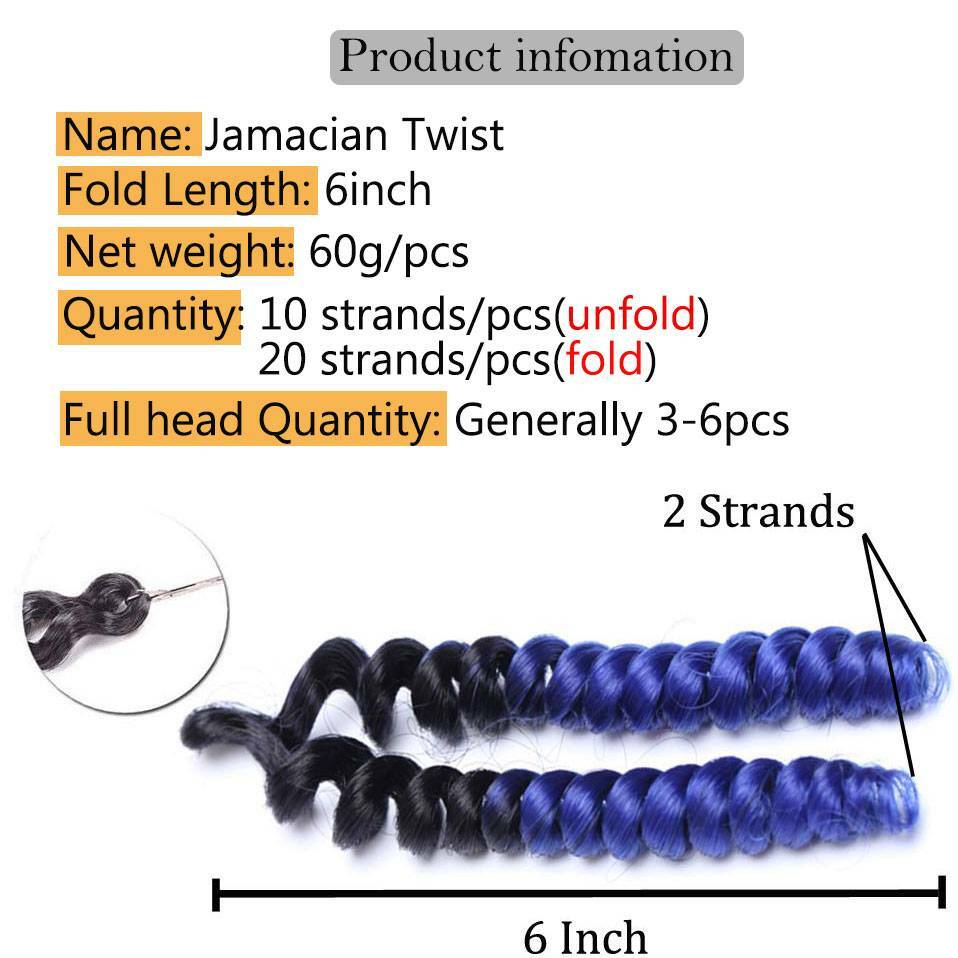 Spiral Wand Curl Jamaican Bounce Loops Crochet Extensions Twist For Human Hair