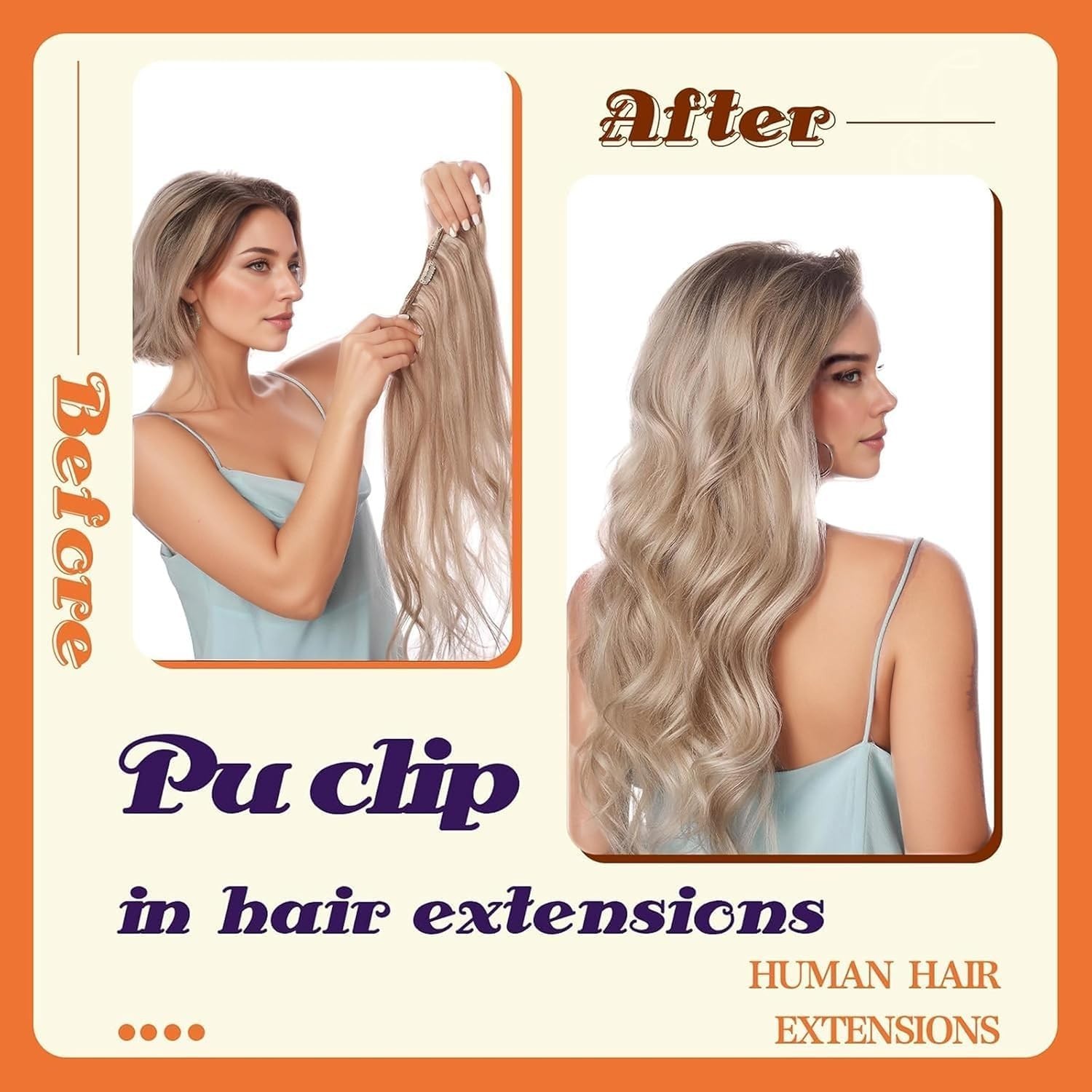 Customizable 18 Inch Blonde Clip-Ins – Real Human Hair Extensions, 120g Set