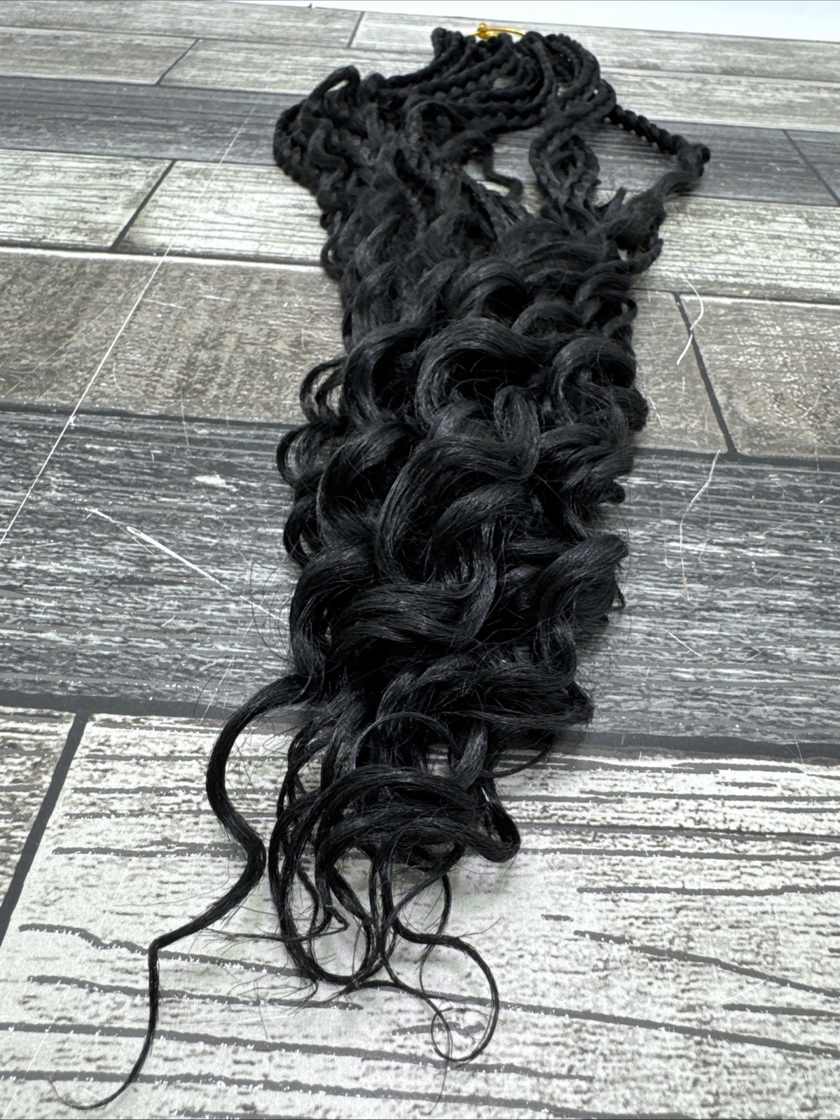 20” Black Crochet Curly Hair Extensions Synthetic (8 PACKS) Goddess Box Braids