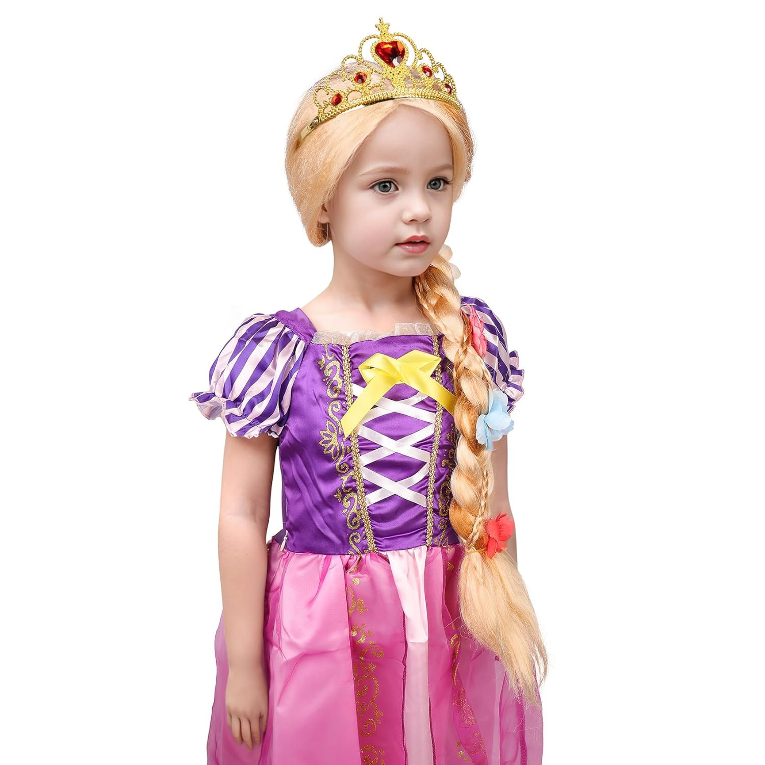 Rapunzal Wig for Kids Long Blonde Braided Wig for Girls Halloween Costume Wigs f