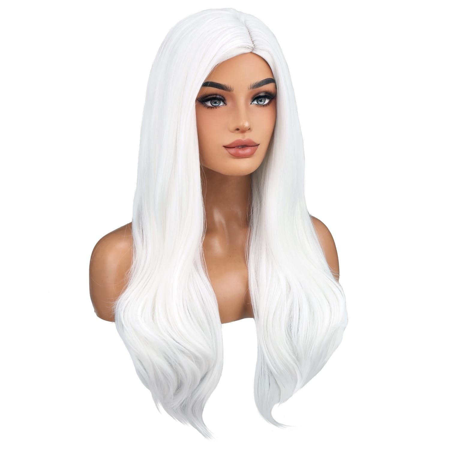 White Wig Long Wavy Wig White Wavy Wigs for Women Cospaly Party Daily Hairnet…