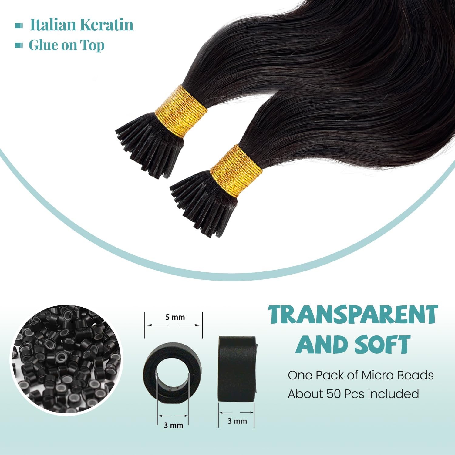 Licoville Body Wave I Tip Hair Extensions Human Hair For Black Women 12 Inch