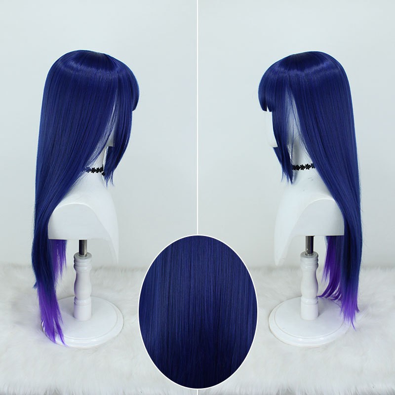 Women’s Wig Long Straight Dark Blue To Dark Purple Ladies Hair Wig+Wig Cap