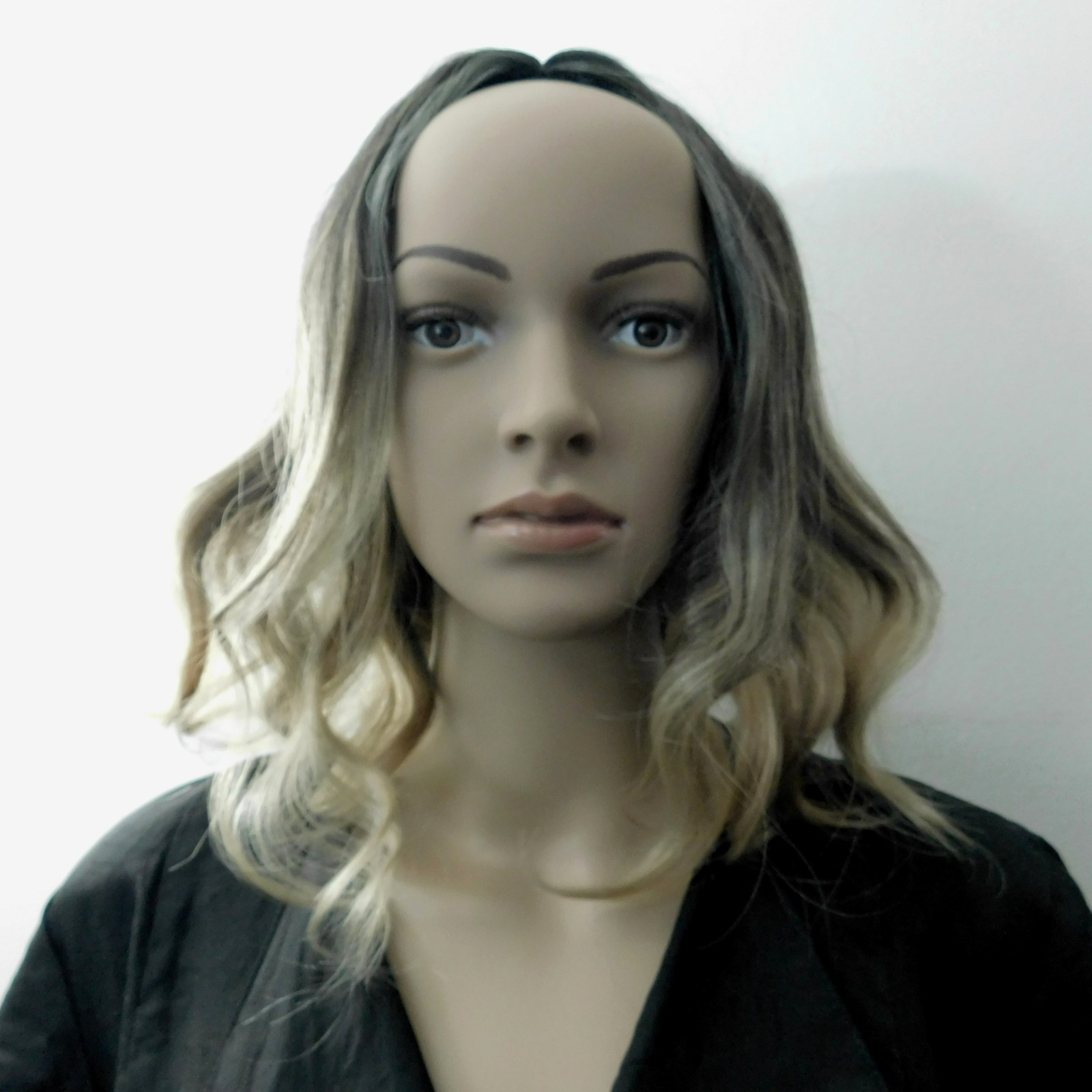 Synthetic Hair Enhancing Wiglet Topper Wig Dark Brown to Blond Medium Wavy Curl