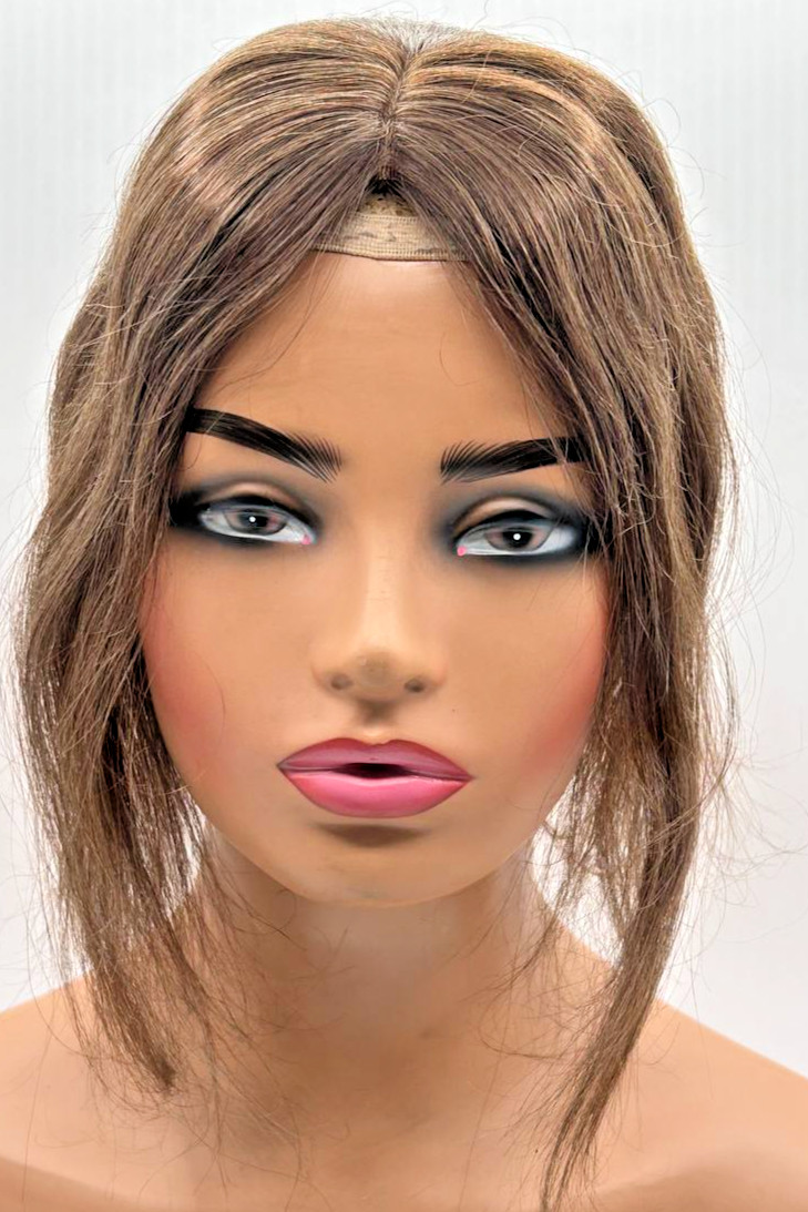 Benehair 12in Straight Human Hair Dark Brown Topper 9 * 12CM Silk Base