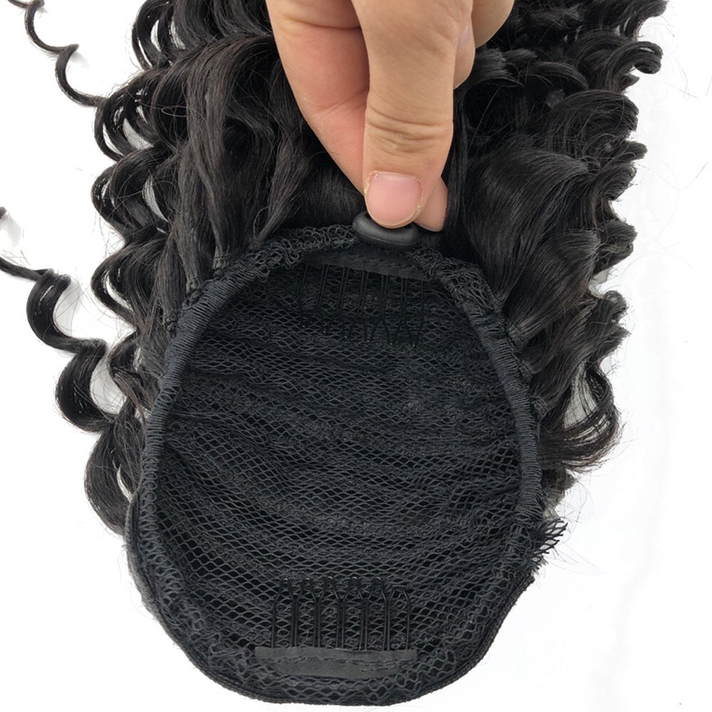 Brazilian Virgin Human Hair Drawsting Ponytails Deep Wave Curly Hair Ponytails