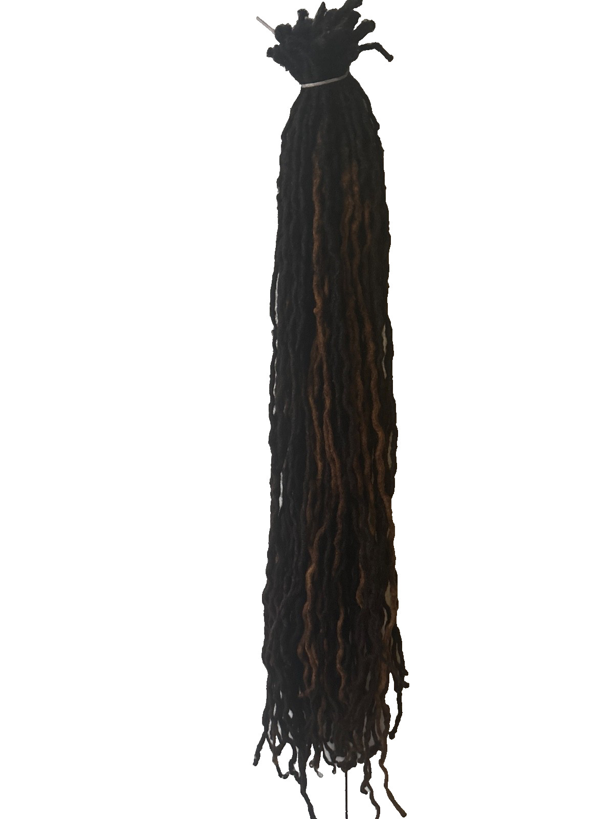 72 dreadlocks human hair ,color brown, black and blonde. “24”-“26” inches long.