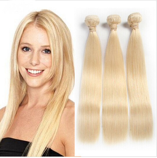 3 Bundles 24inch 613 Blonde Human Hair Weft Straight Brazilian 100% Human Hair