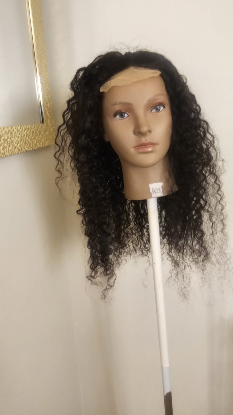 High Quality 26″ black #1B waterwave 100% Virgin Human Hair Lace front Wig. 4×4