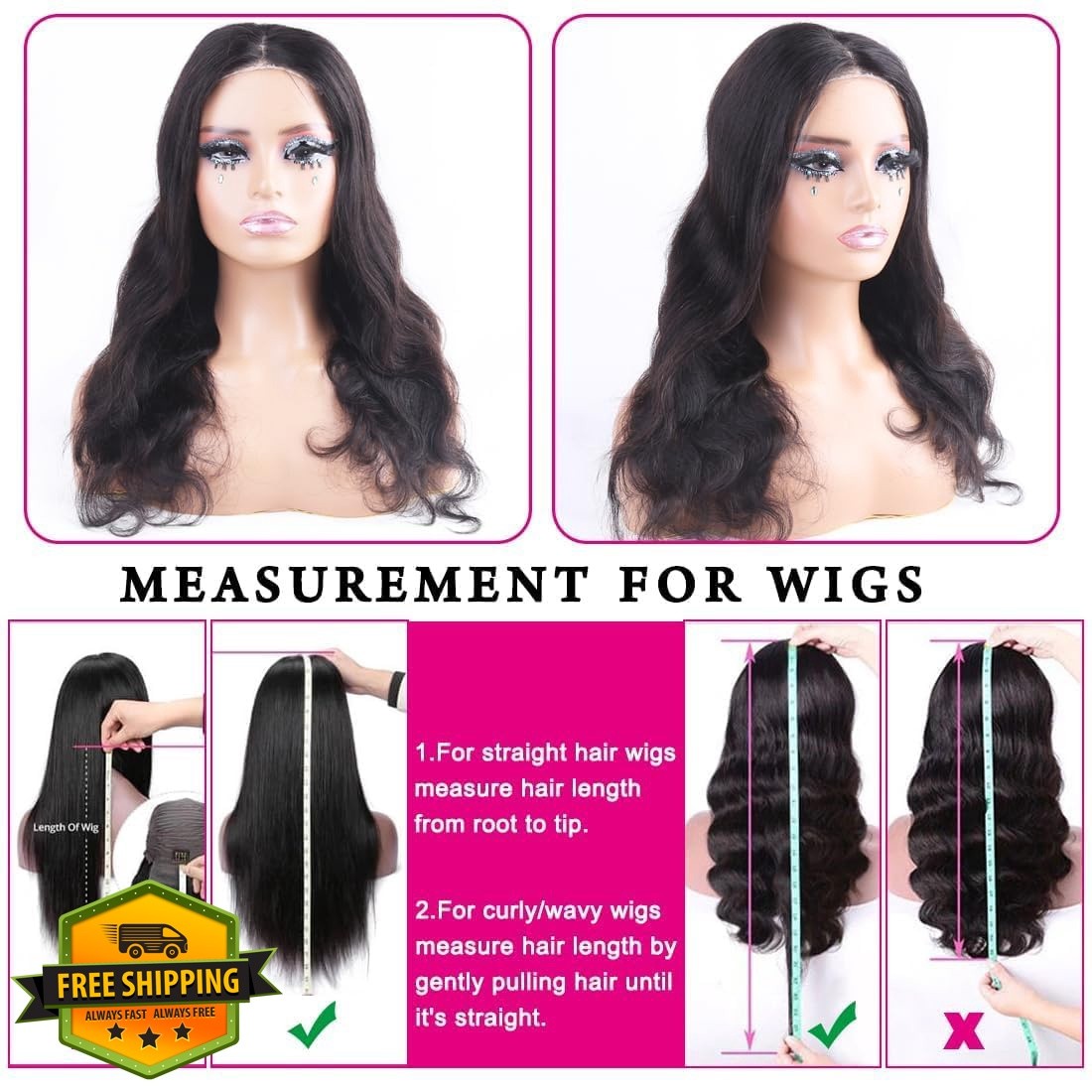 B-fashion 20 Inch Body Wave Glueless Wig Natural Black