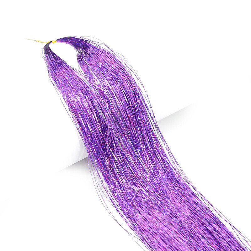 Sparkle Hair Tinsel Holographic Glitter Extensions Highlights False Hairstyling