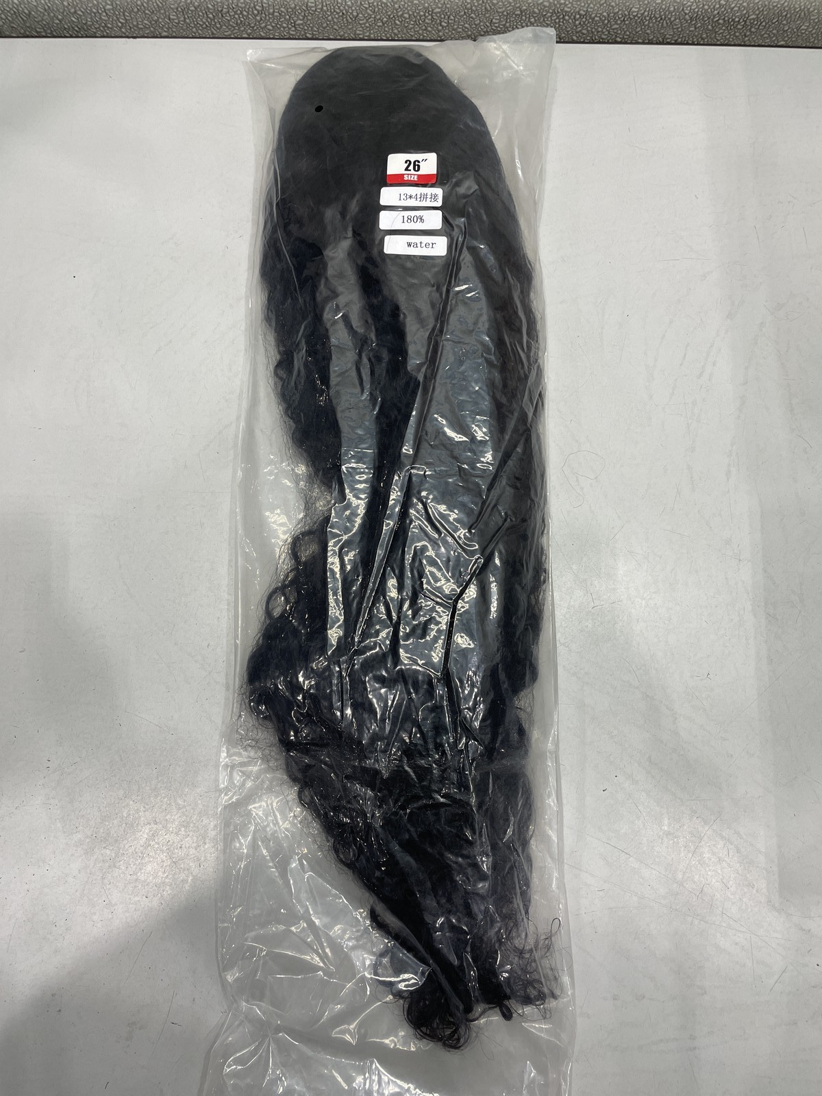 Natural Black Water Wave Human Hair Blend 13×4 Lace Front 180% Density Wig, 26″