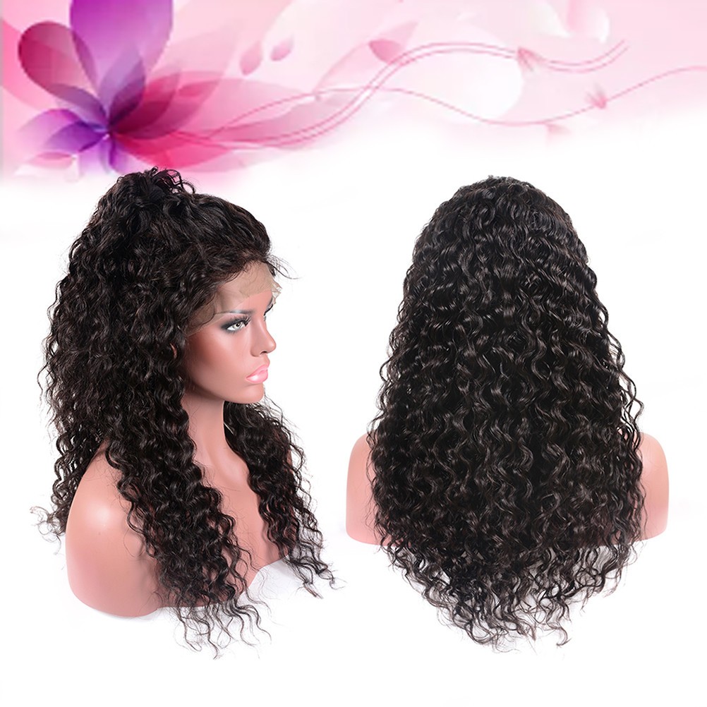 Women Small Curly Hair Wig Front Lace Wig Cover Natural Looking Black Styling