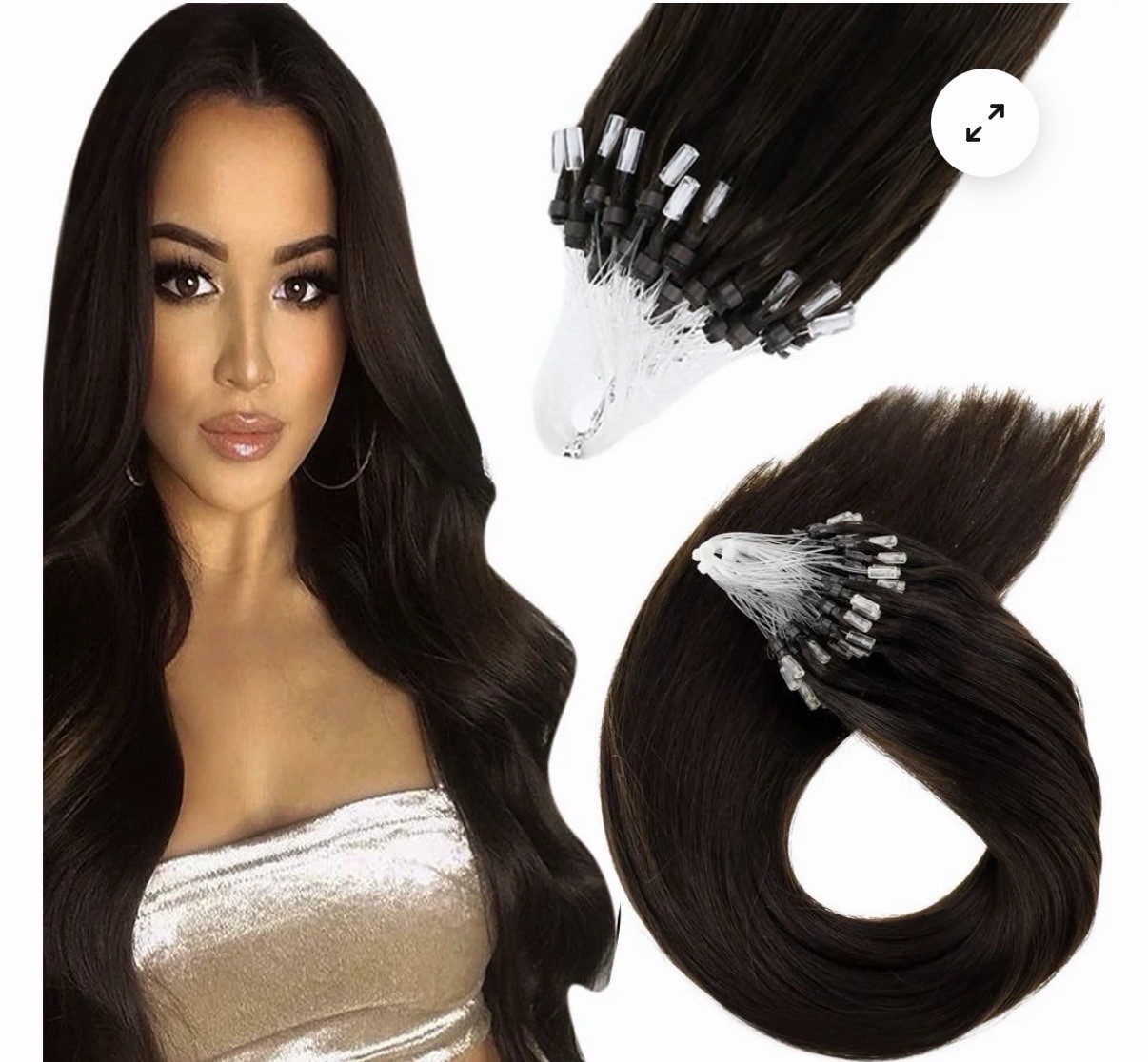 Micro Link Hair Extensions Remy Human Hair Darkest Brown #2