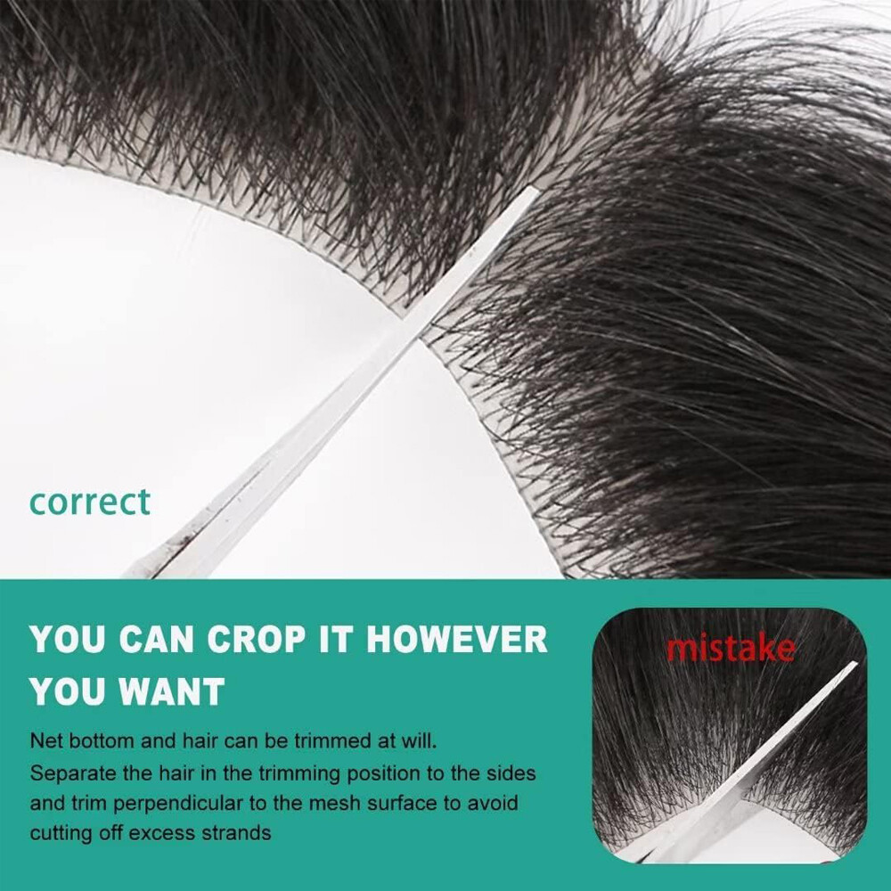Natural Mens Human Hair Toupee Full Poly Skin Injected PU Replacement System Wig