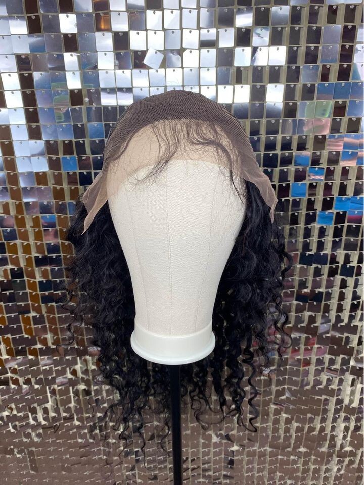 Human Hair Wig 28 inch Natural Black Deep Wave 13×4 Lace Front New